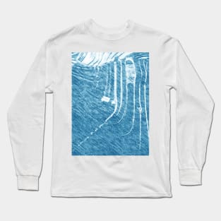 rice field in cyan Long Sleeve T-Shirt